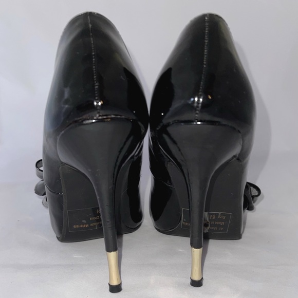 Diva Lounge Black Patent Bow Stilettos - Picture 3 of 10
